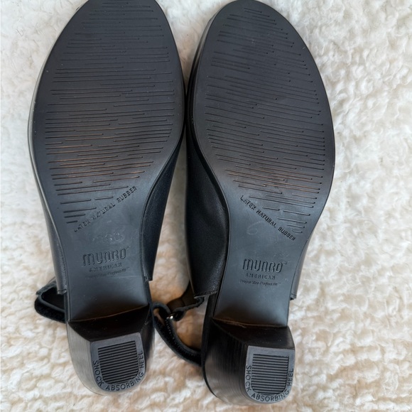 Munro Abby Nubuck Leather Slingback Heels Black Comfort Sandals 8.5 - Picture 5 of 6